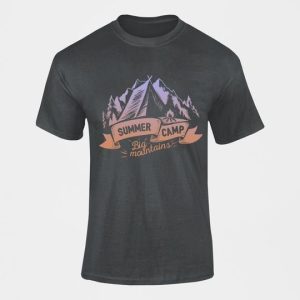 Black Short Sleeve T-Shirt with Summer Camp Print