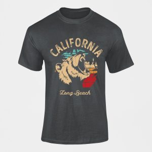 Black Short Sleeve T-Shirt with California Map Print